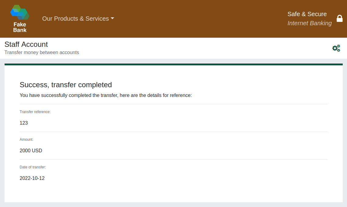 Successful transfer successful transfer