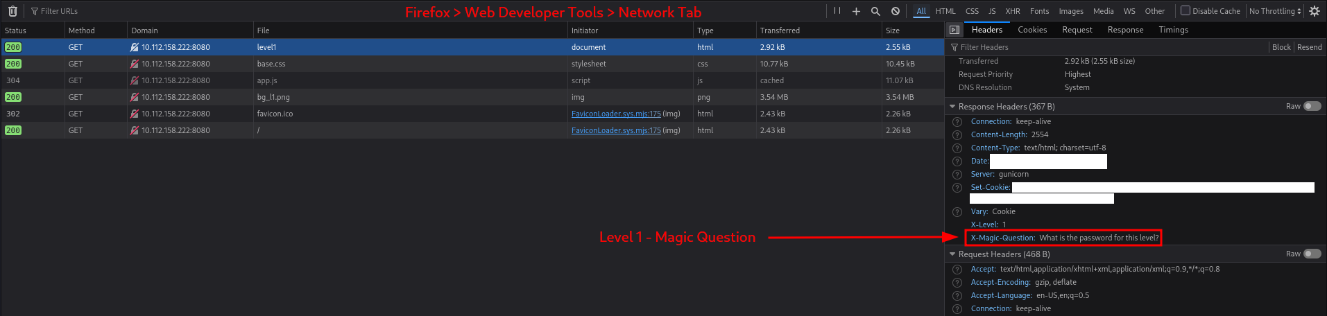 Level 1 - Magic Question within Response Headers